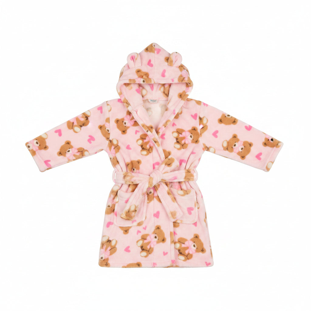 Hooded Dressing Gown Teddy Print (6-24 Months) (PK4) 18C1082