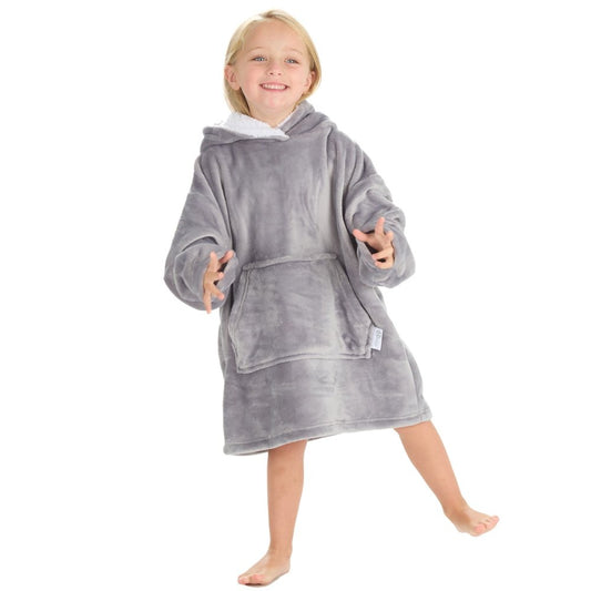 Grey Oversized Plush Hoodie With Borg Lined Hood (3-6years) (PK4) 18C943
