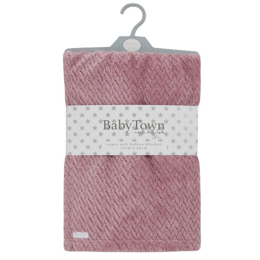 BABY TEXTURED PLUSH BLANKET-DUSKY PINK (75 x 90 cm) (PK6) 19C249