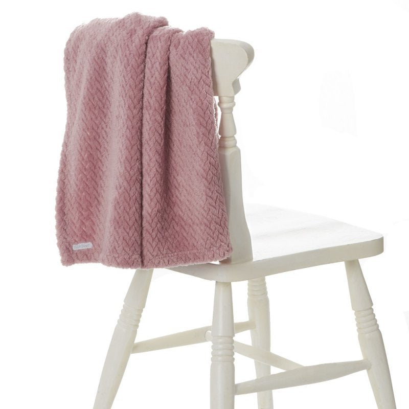BABY TEXTURED PLUSH BLANKET-DUSKY PINK (75 x 90 cm) (PK6) 19C249