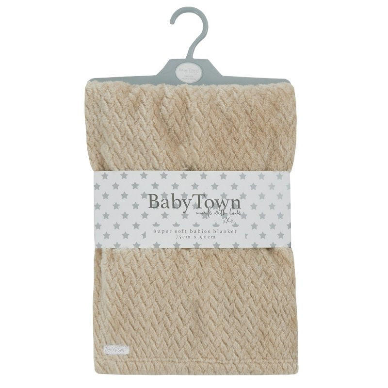 BABY TEXTURED PLUSH BLANKET-CARAMEL (75 x 90 cm) (PK6) 19C250