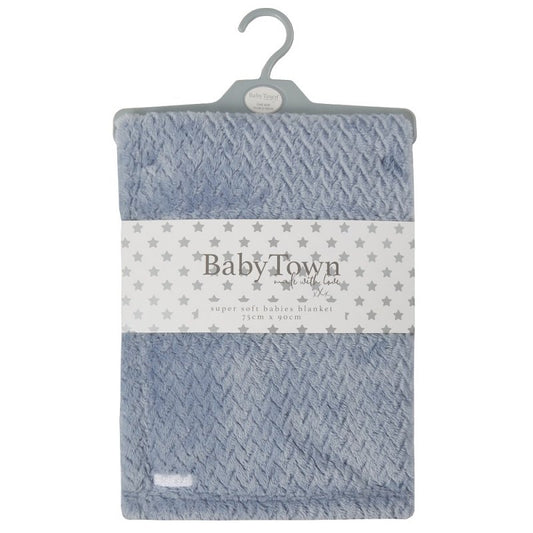 BABY TEXTURED PLUSH BLANKET-DUSKY BLUE (75 x 90 cm) (PK6) 19C251