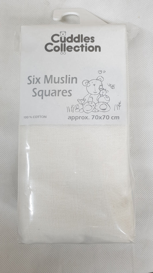 WHITE MUSLIN SQUARES (6PCS) CCU10423w