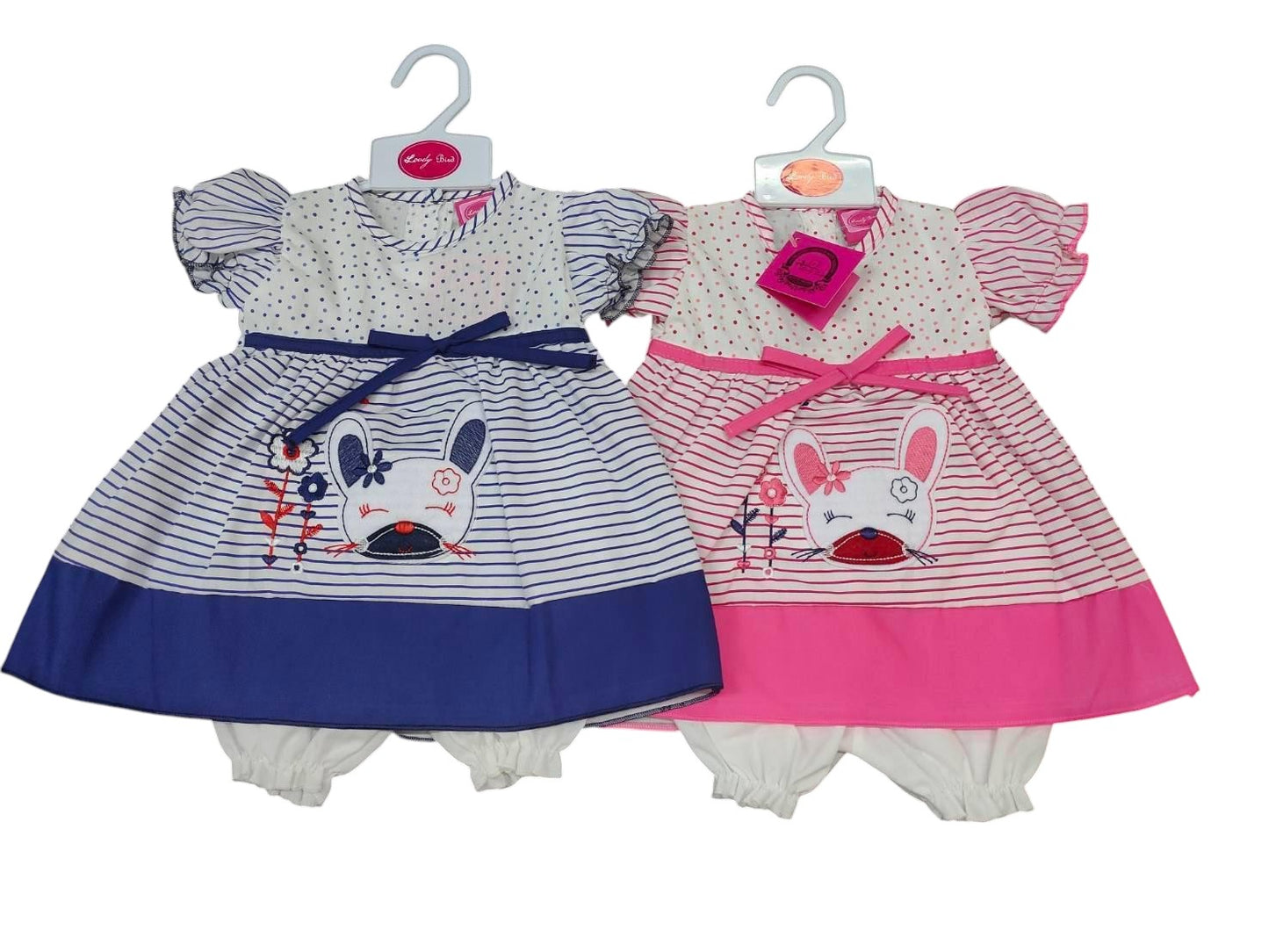 Baby Dress - Stripy Bunny (0-9months) (PK6) DRS17( unit price 3.95)