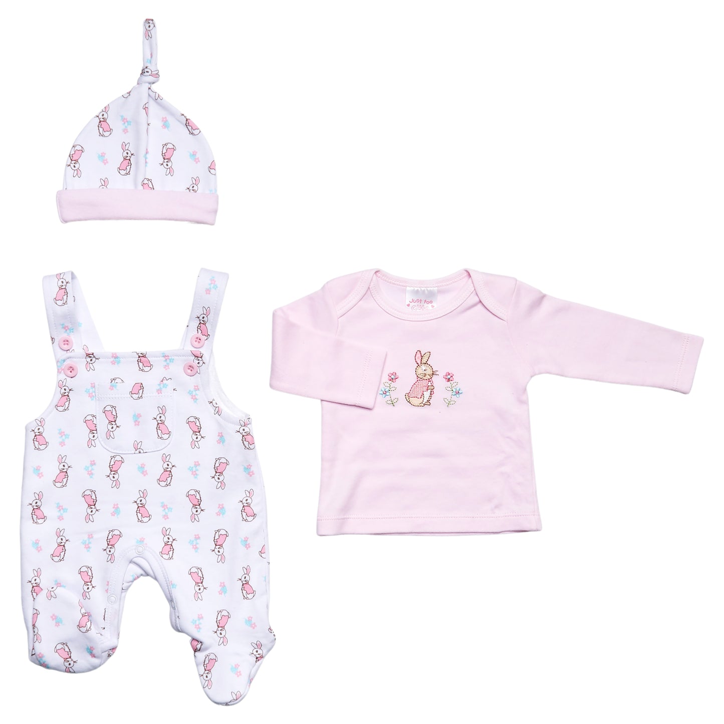 Prem Baby 3pc Dungaree Set - Rabbit (3-8lbs) (PK12) 40JTC9795