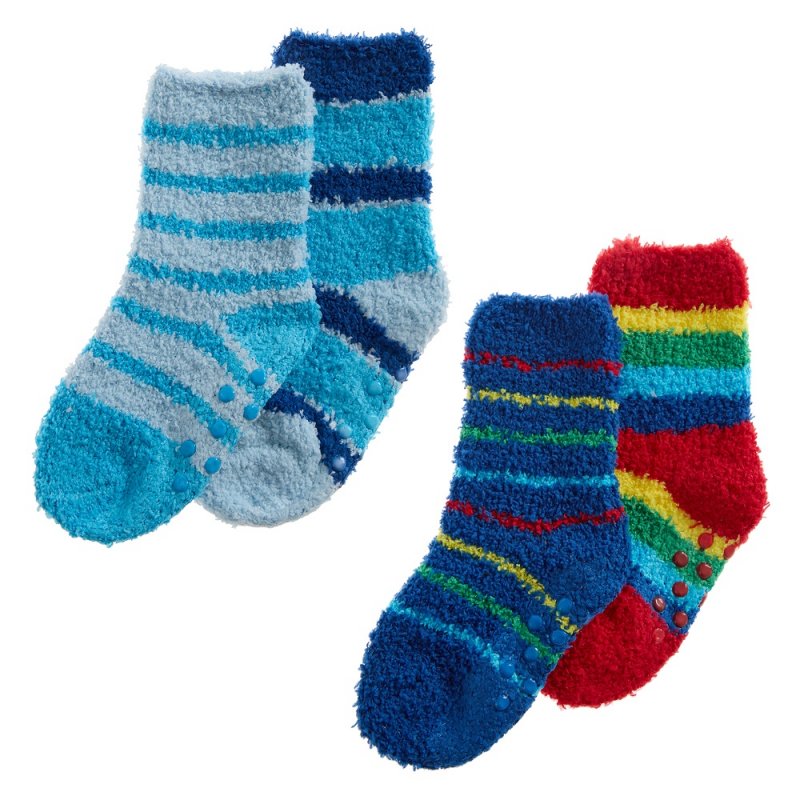 BABY BOYS 2 PACK COSY SOCKS WITH GRIPPERS - 44B992