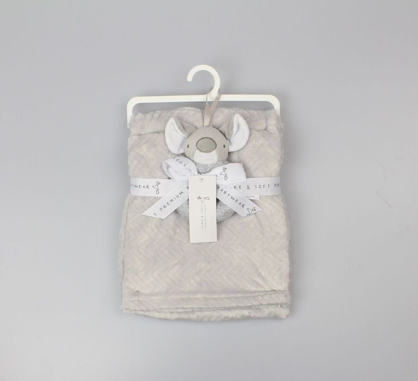 Plush Blanket + Rattle Grey Marl Koala - (PK6) G13039