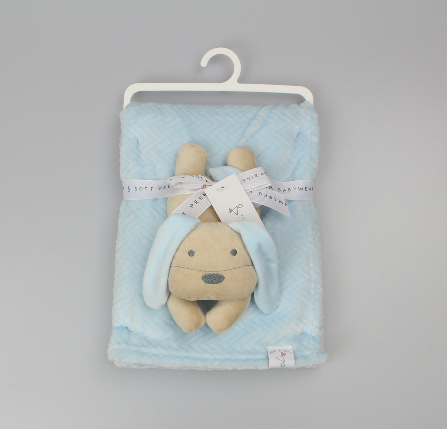 Plush Blanket and Rattle Set - Blue Pup (75x100cm) (PK6) J14039