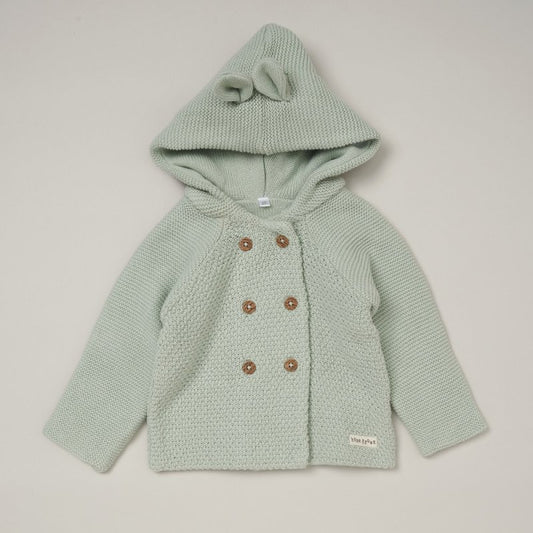 Baby Organic Double Knit Cardigan - Sage Green (0-12m) (PK6) C05712