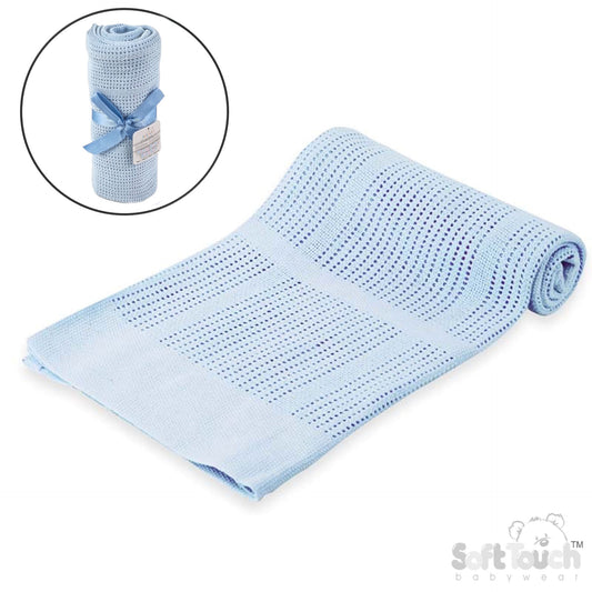 Cotton Cellular Blanket - Blue (70x90cm) (PK6) CBP51-B
