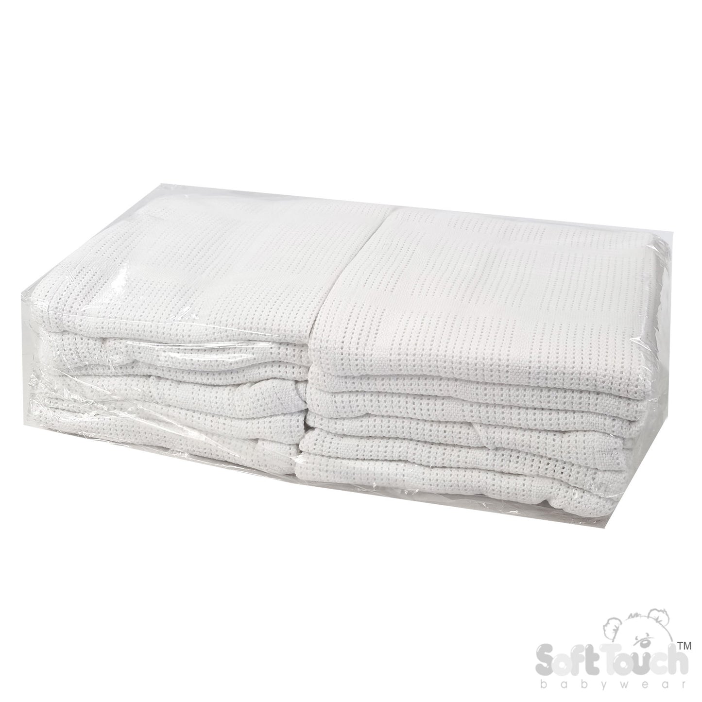WHITE CELLULAR COTTON BLANKET (PK6) CBP51-BP-W