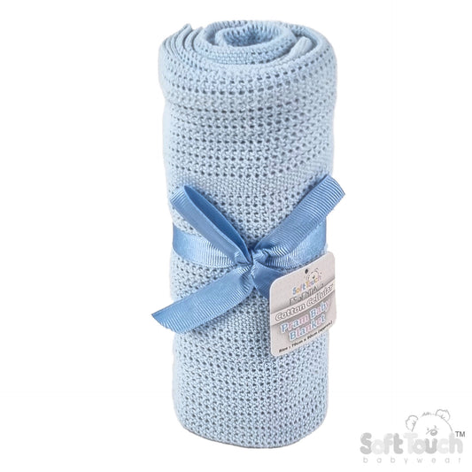 Cotton Cellular Blanket - Blue (70x90cm) (PK6) CBP51-B