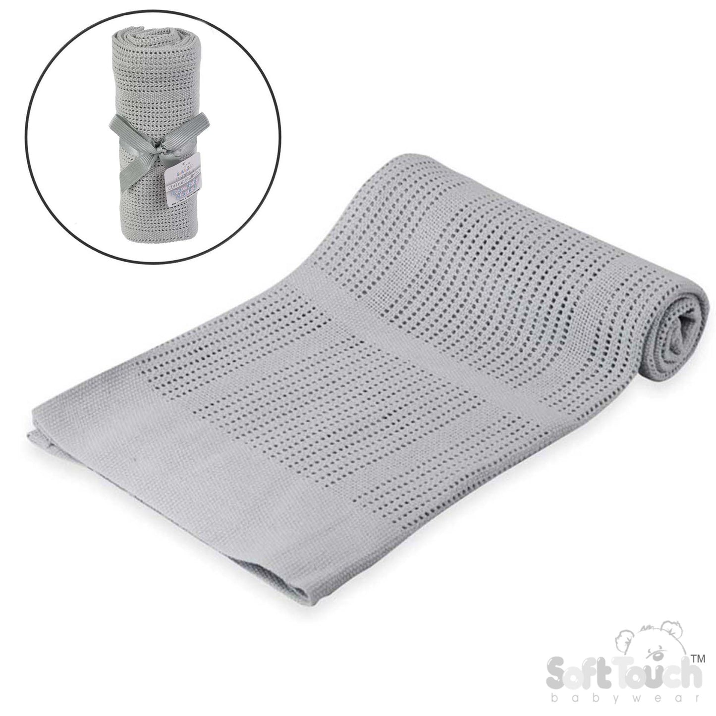 Cotton Cellular Blanket - Grey (70x90cm) (PK6) CBP51-G