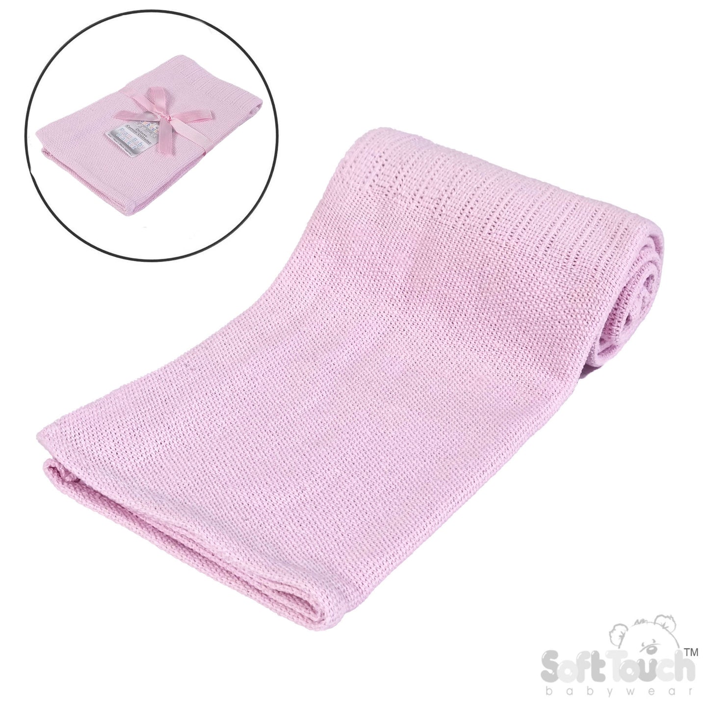 PINK DELUXE PERSONALISATION COTTON BABY BLANKET (PK6) CBP60-P