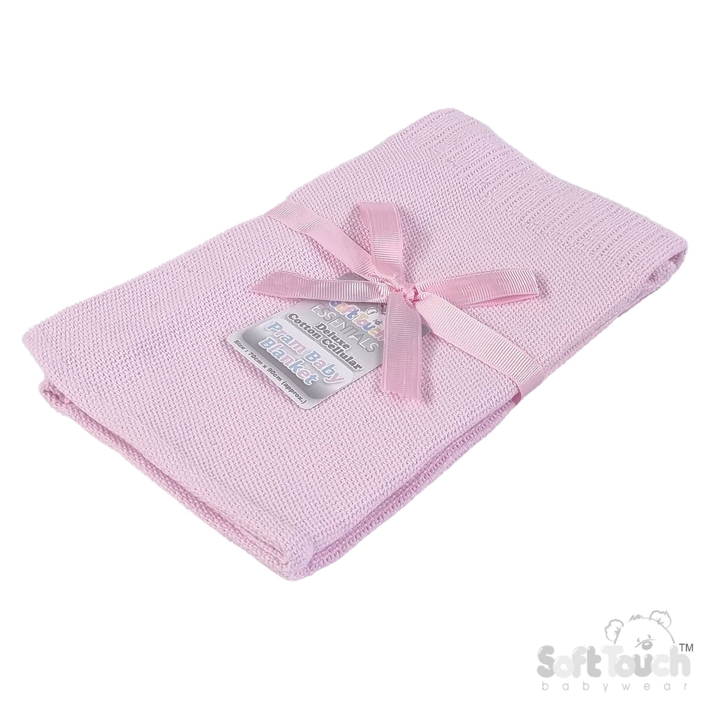 PINK DELUXE PERSONALISATION COTTON BABY BLANKET (PK6) CBP60-P