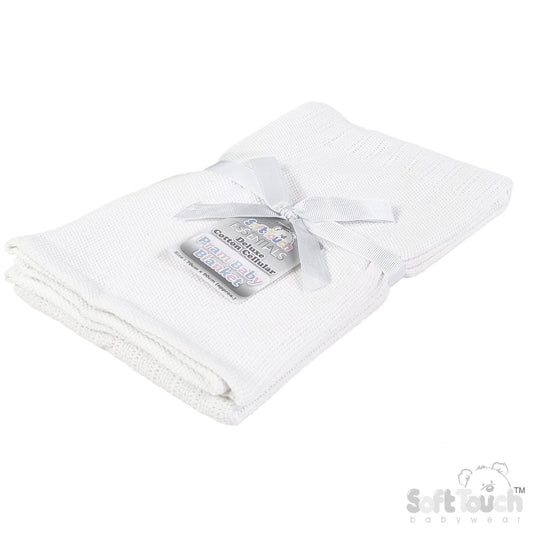 Deluxe Personalisation Cotton Cellular Blanket - White (PK6) (70x90cm) CBP60-W*