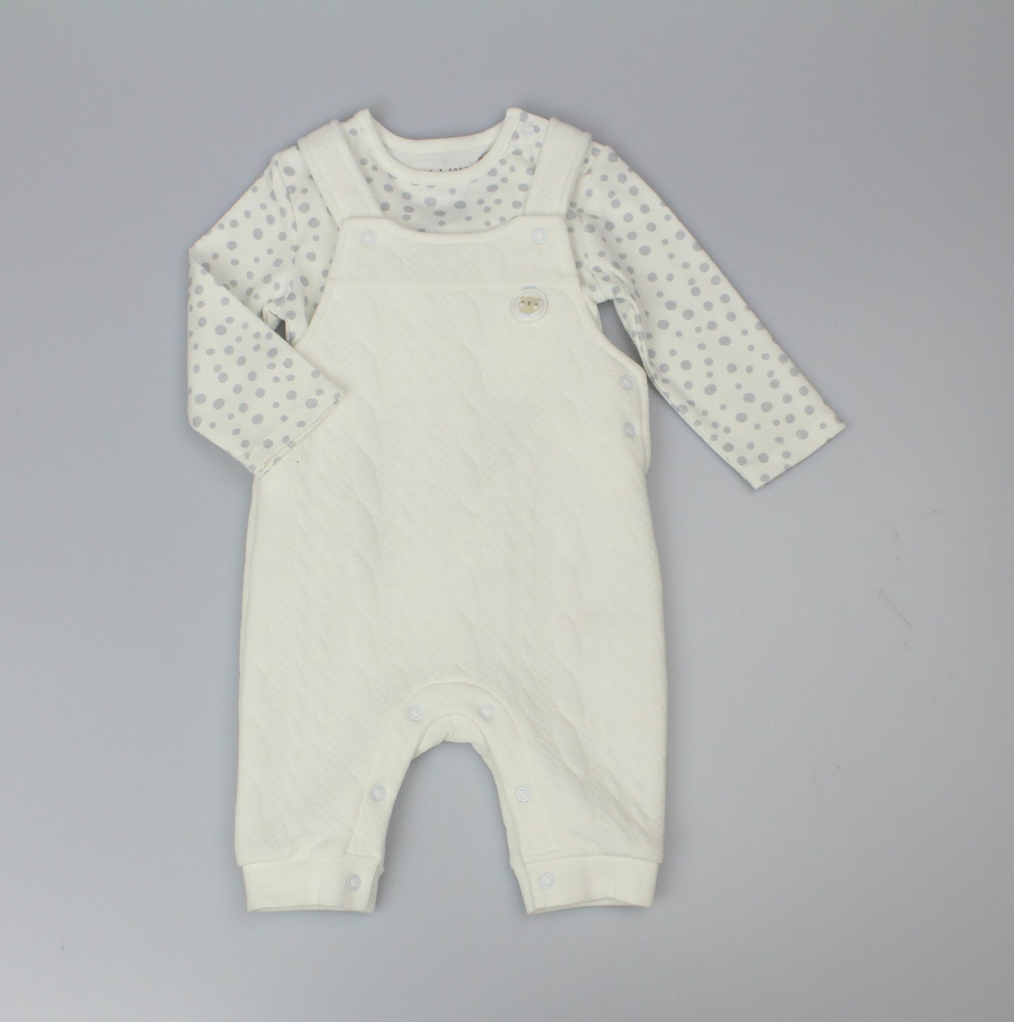 Quilted 2pc Dungaree Set - Polka Bear (0-9M) (PK6) H13536