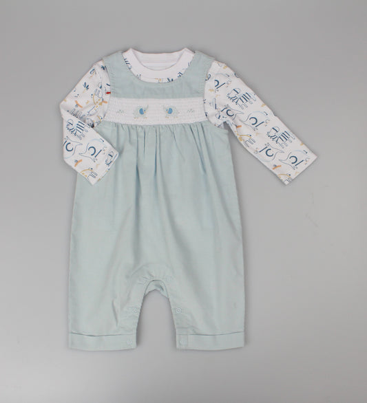 2pc Cord Dungaree Set - Blue Jungle (0-9m) (PK6) H13541