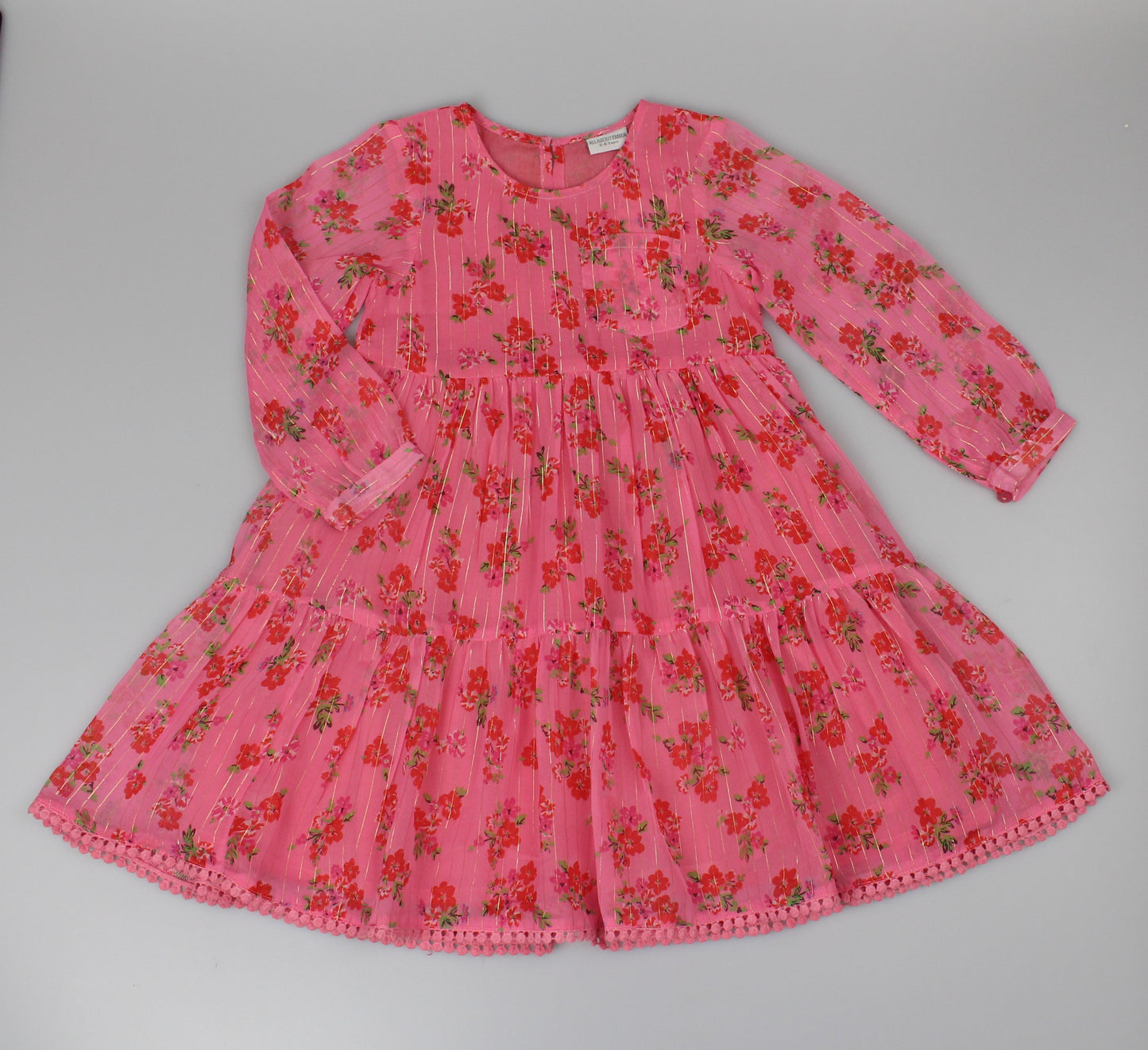 Girls Long Sleeved Dress - Pink Floral (3-8y) (PK6) H53592
