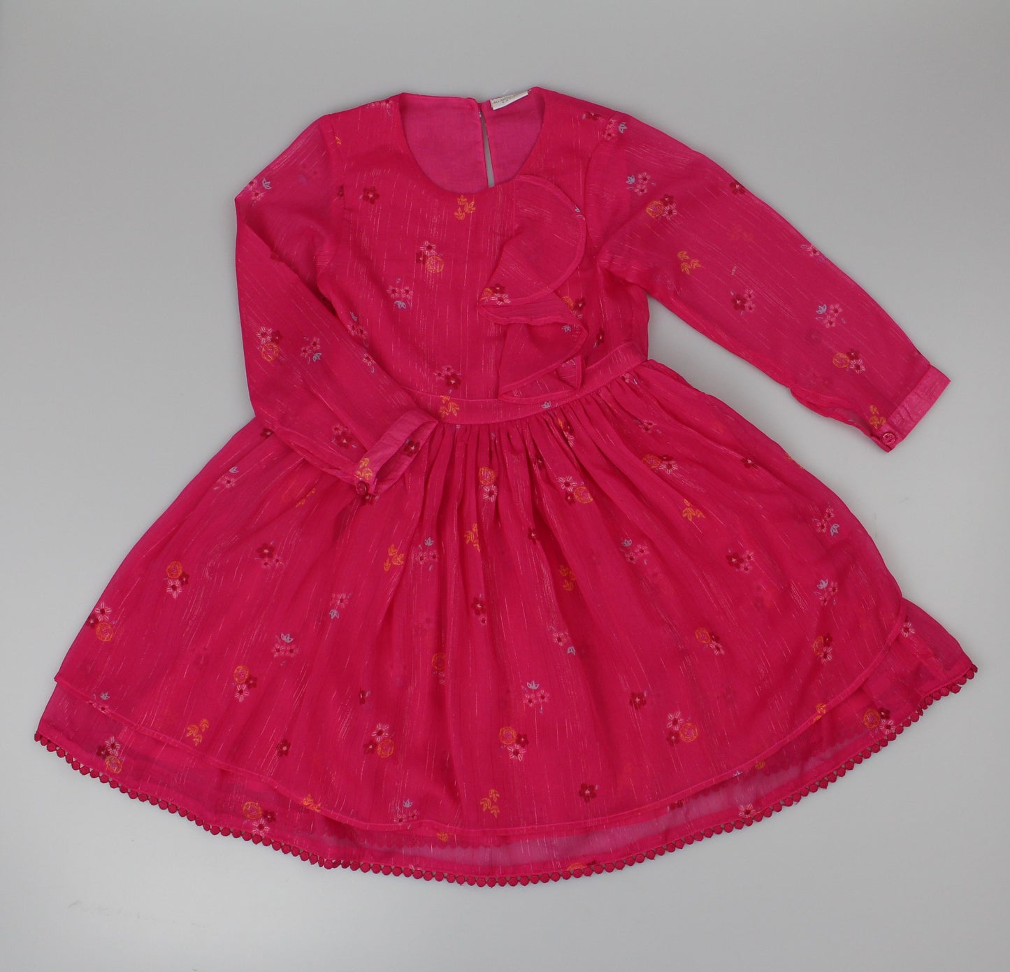 Girls Long Sleeved Dress - Fuschia Floral (3-8y) (PK6) H53593