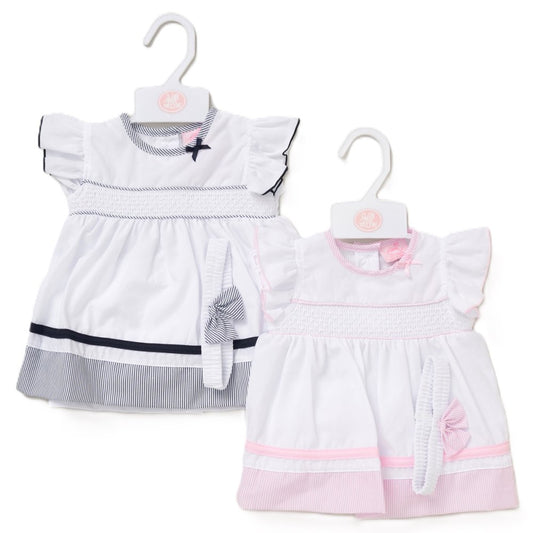 3pc Baby Girls Dress Set - Smocked Stripes (9-24m) (PK6) F09182INF