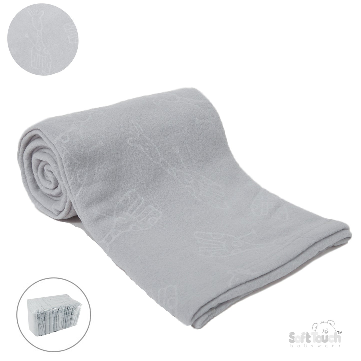 BLUE EMBOSSED FLEECE BABY WRAP (BP) (PK12) FBP06-G