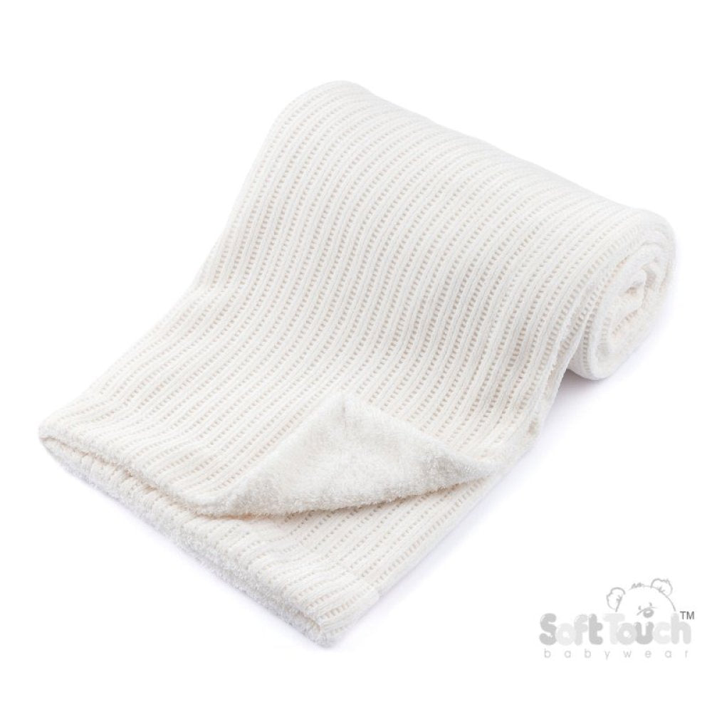 Baby Chenille Cellular Wrap - White (70x90cm) (PK4) FBP122-w