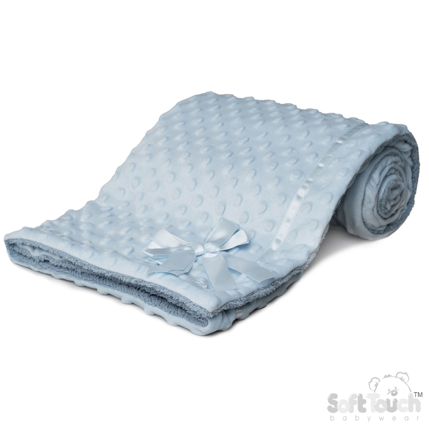 BLUE BUBBLE WRAP W/SHERPA BACK, SATIN TRIM & BOW - (PK4) FBP242-B