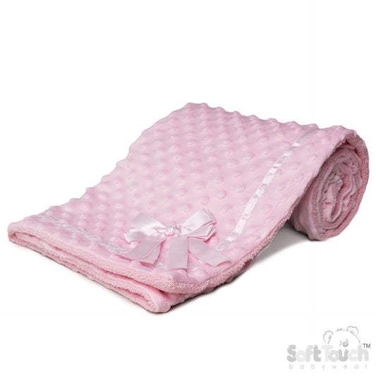 .PINK BUBBLE WRAP W/SHERPA BACK, SATIN TRIM & BOW - (PK4) FBP242-P