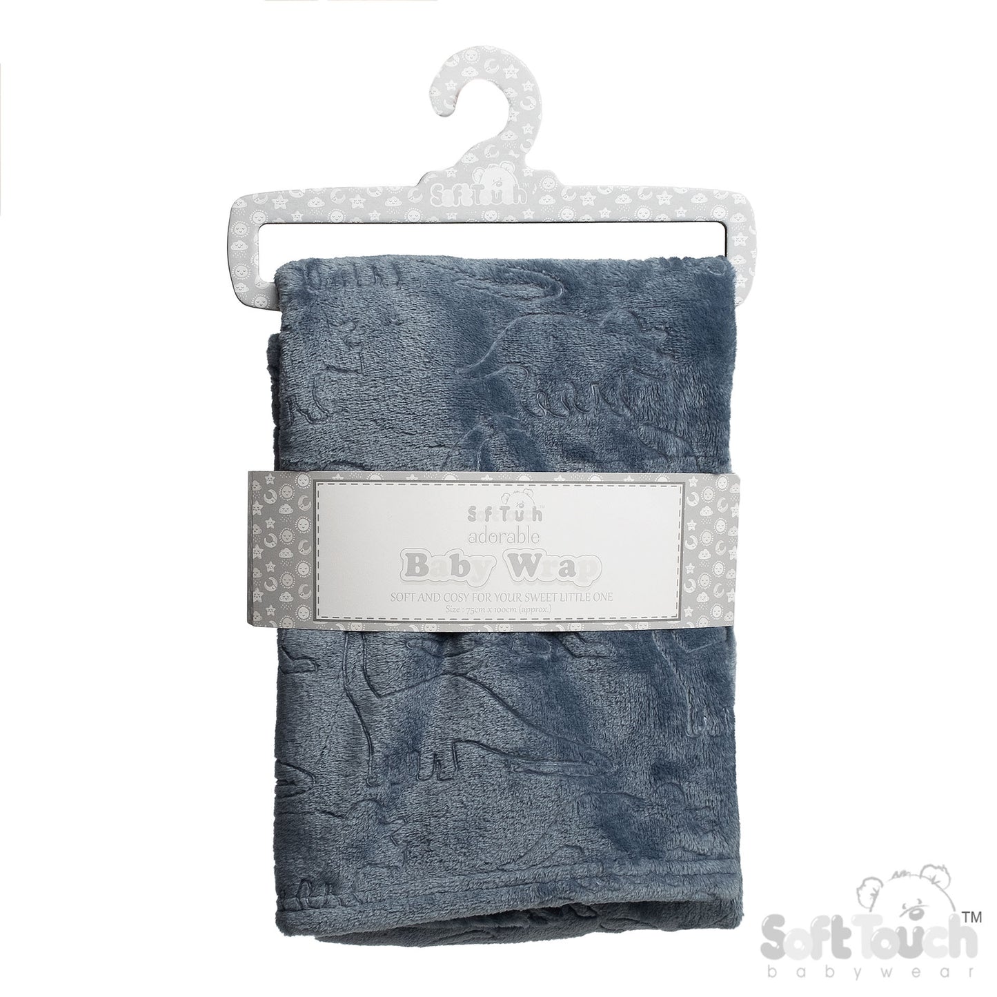 DUSTY BLUE DINOSAURS EMBOSSED WRAP - (PK6) FBP301-DB