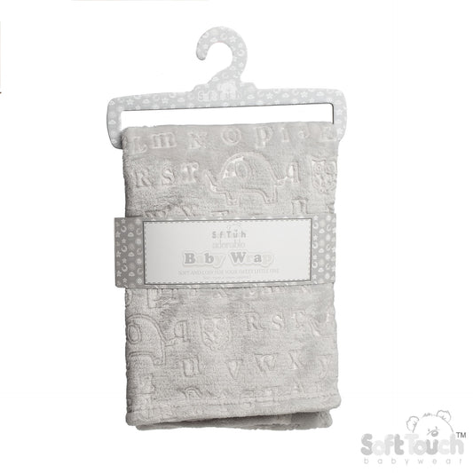 GREY ALPHABET EMBOSSED WRAP - (PK6) FBP301-G