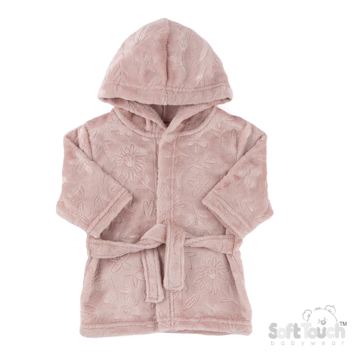 Embossed Hooded Robe - Dusty Pink/Floral (6-12m) (PK4) FBR305DP