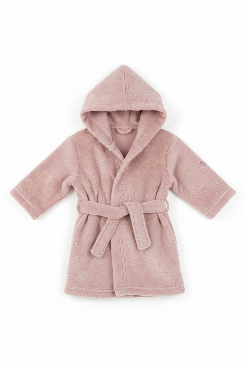 Embossed Hooded Robe - Dusty Pink/Floral (0-6m) (PK4) FBR305DP