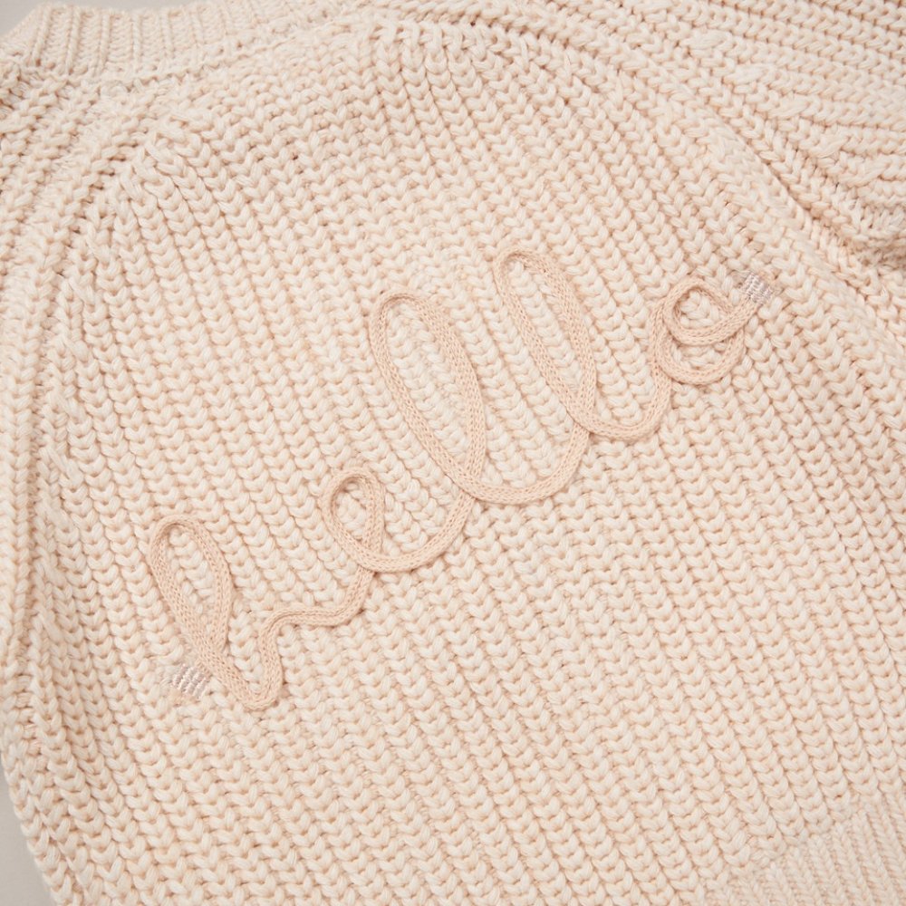 Baby Cotton Knit Embroidered Cardigan - Cream/Hello (PK6) (0-12m) G12761NB