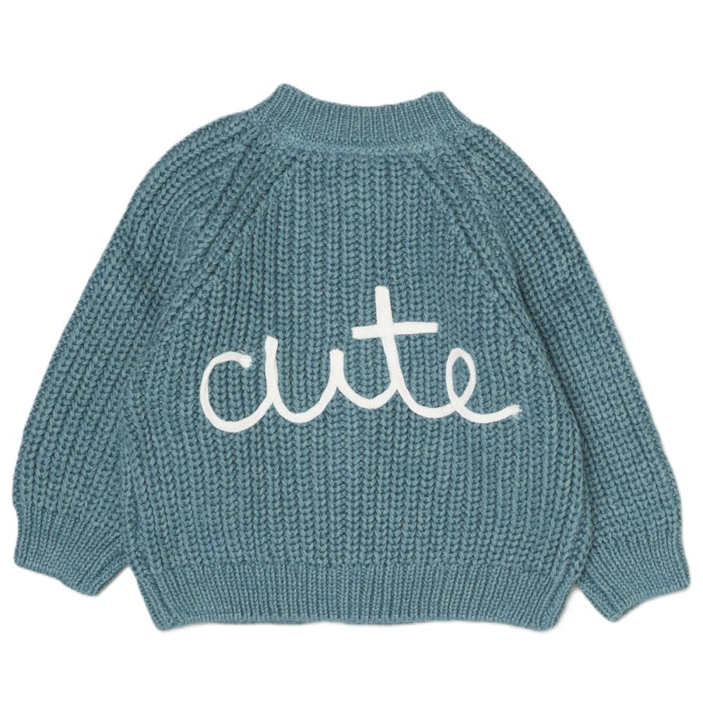 Baby Cotton Knit Embroidered Cardigan - Sage/Cute (PK6) (0-12m) G12765NB