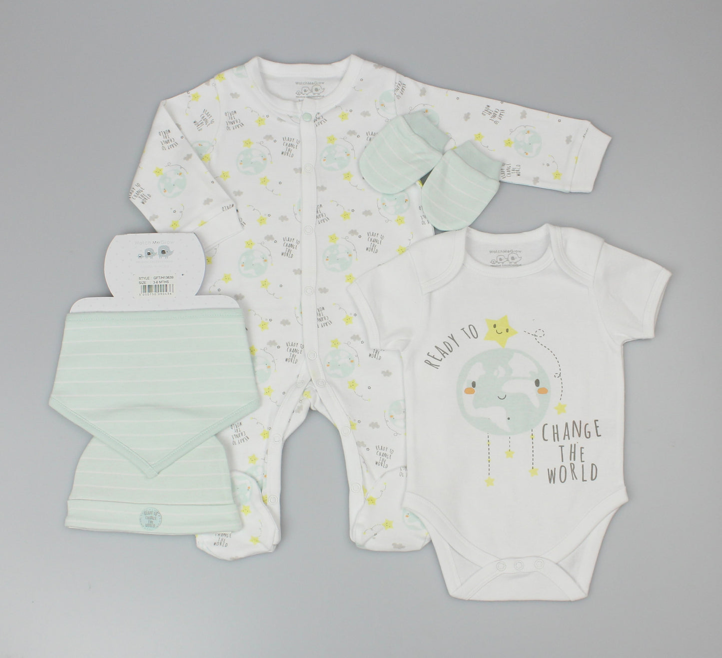 Baby Unisex 5pc Gift Set - "Ready to change the world" (0-9m) (PK6) H13639