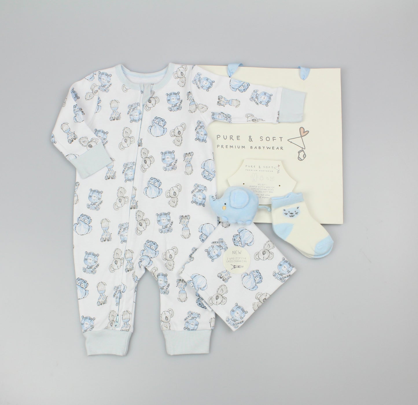 Baby Gift Set - Blue Elephant (0-6m) (PK6) M15855