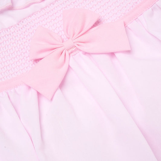 Baby Girls Smocked Romper - Bow Sky/Pink (0-9M) (PK6) H12903