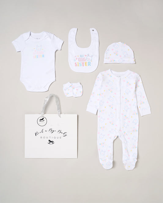 5pc Baby Mesh Bag Gift Set - Best Little Sister (PK4) (NB-6m) H13698NB