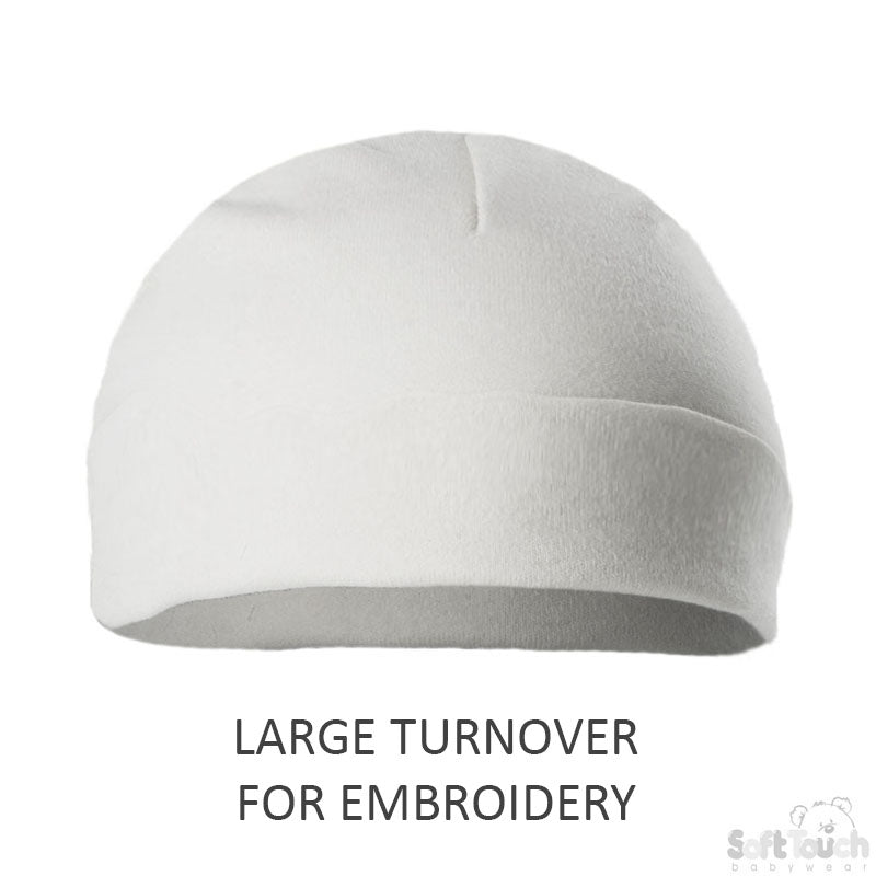 Large Turnover Baby Hats (0-3m) (PK12) H4-W-BP