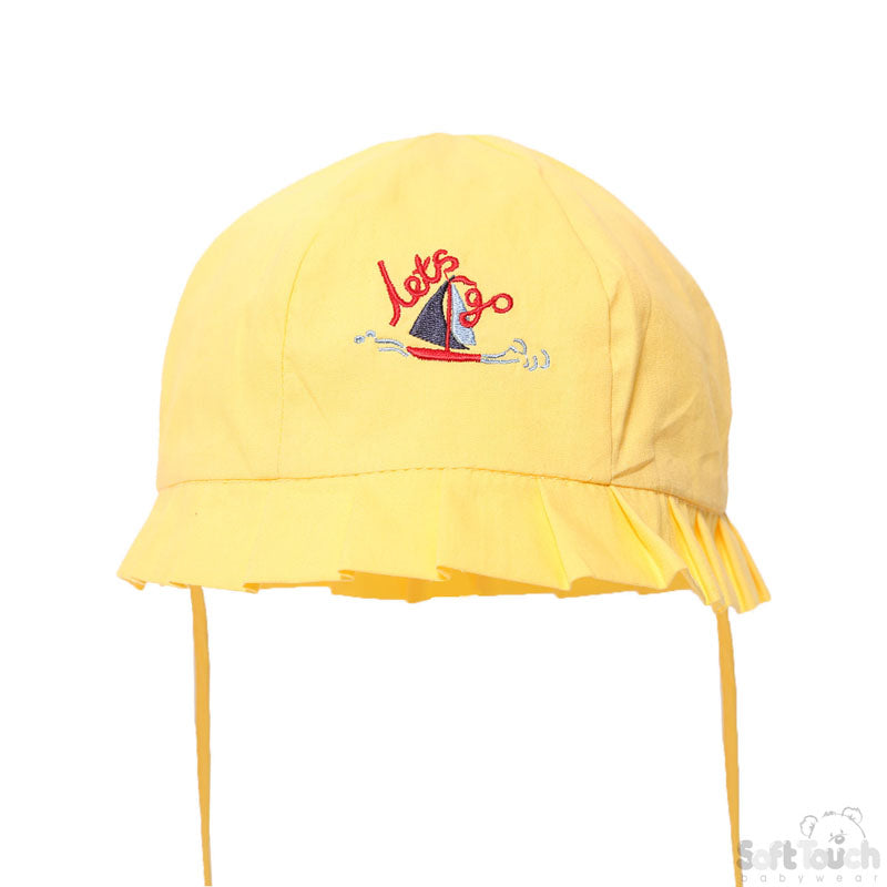 YELLOW SUMMER HAT W/BOAT (0-24 MONTHS) (PK6) H40-Y