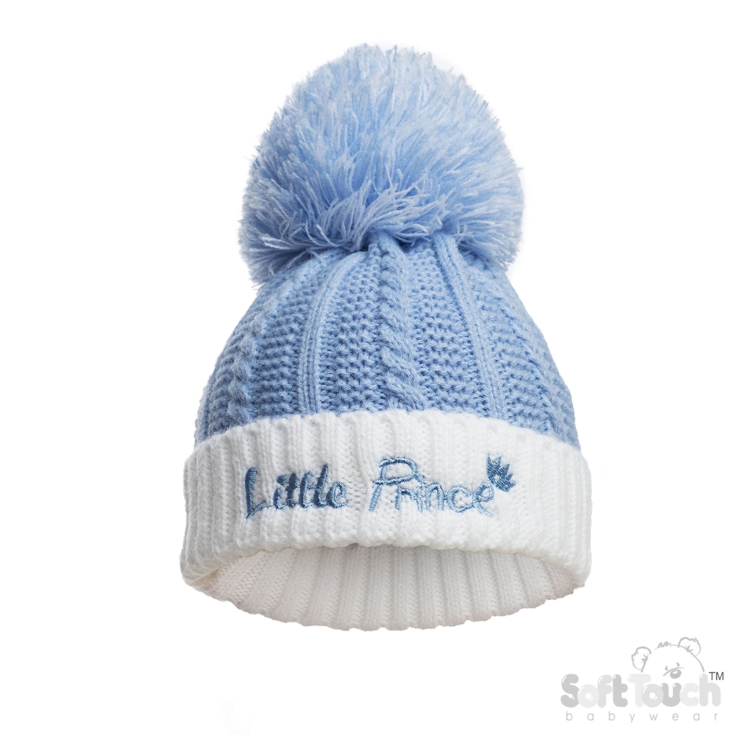 Cable Knit Infants Turnover Hat - Little Prince (NB-12) (PK6) H684-B