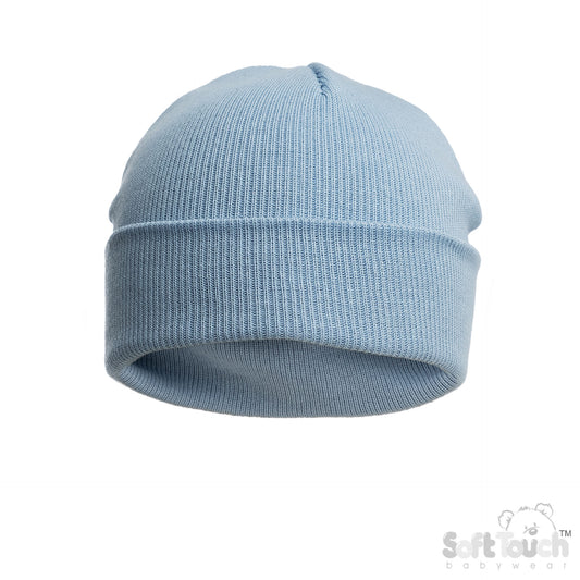 BLUE INFANTS COTTON BEANIE HAT  (NB-12) (PK6) H704-C-B
