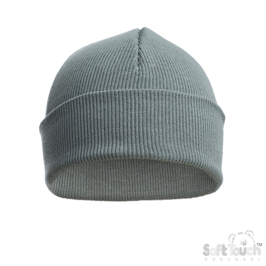 SAGE GREEN INFANTS COTTON BEANIE HAT  (NB-12) (PK6) H704-C-SG