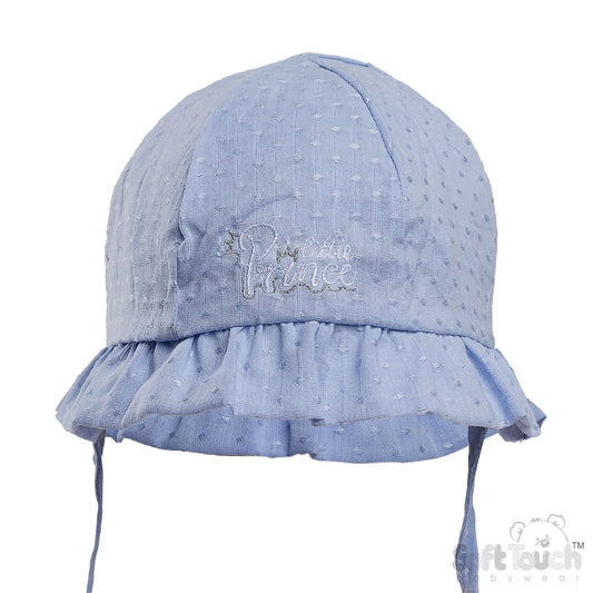 BLUE HAT W/LITTLE PRINCE EMB  (0-24 M) (PK 6) H86-B