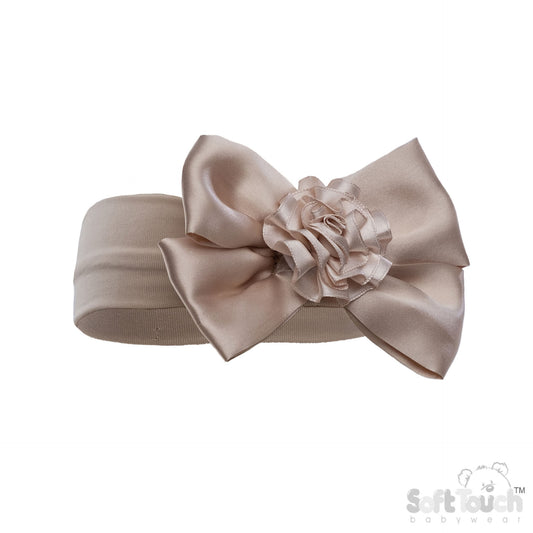 COFFEE HEADBAND W/BOW & FLOWER (PK 12) HB120-COF