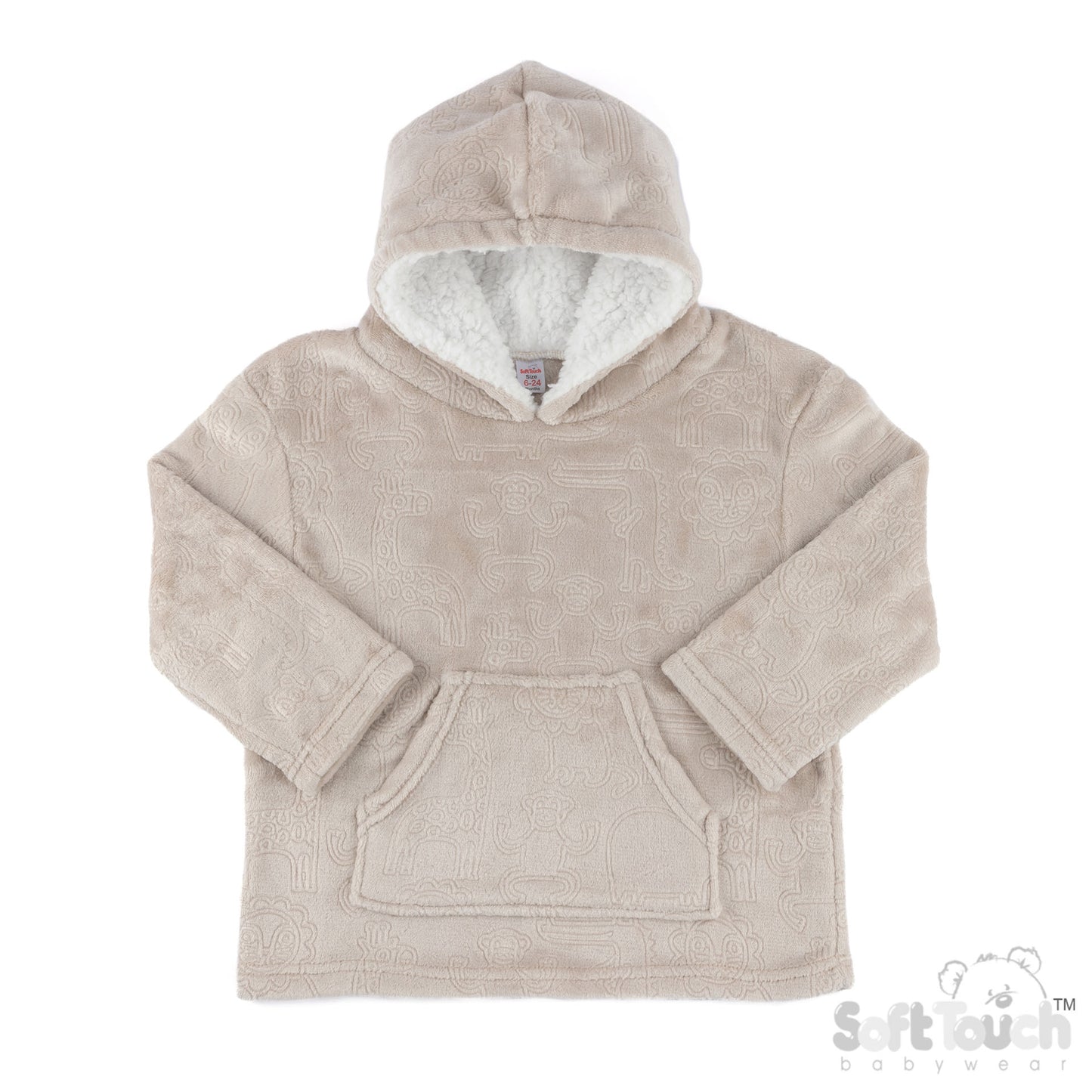 Embossed Hoodies - Biscuit/Animal (2-4yrs) (PK4) HD305BI