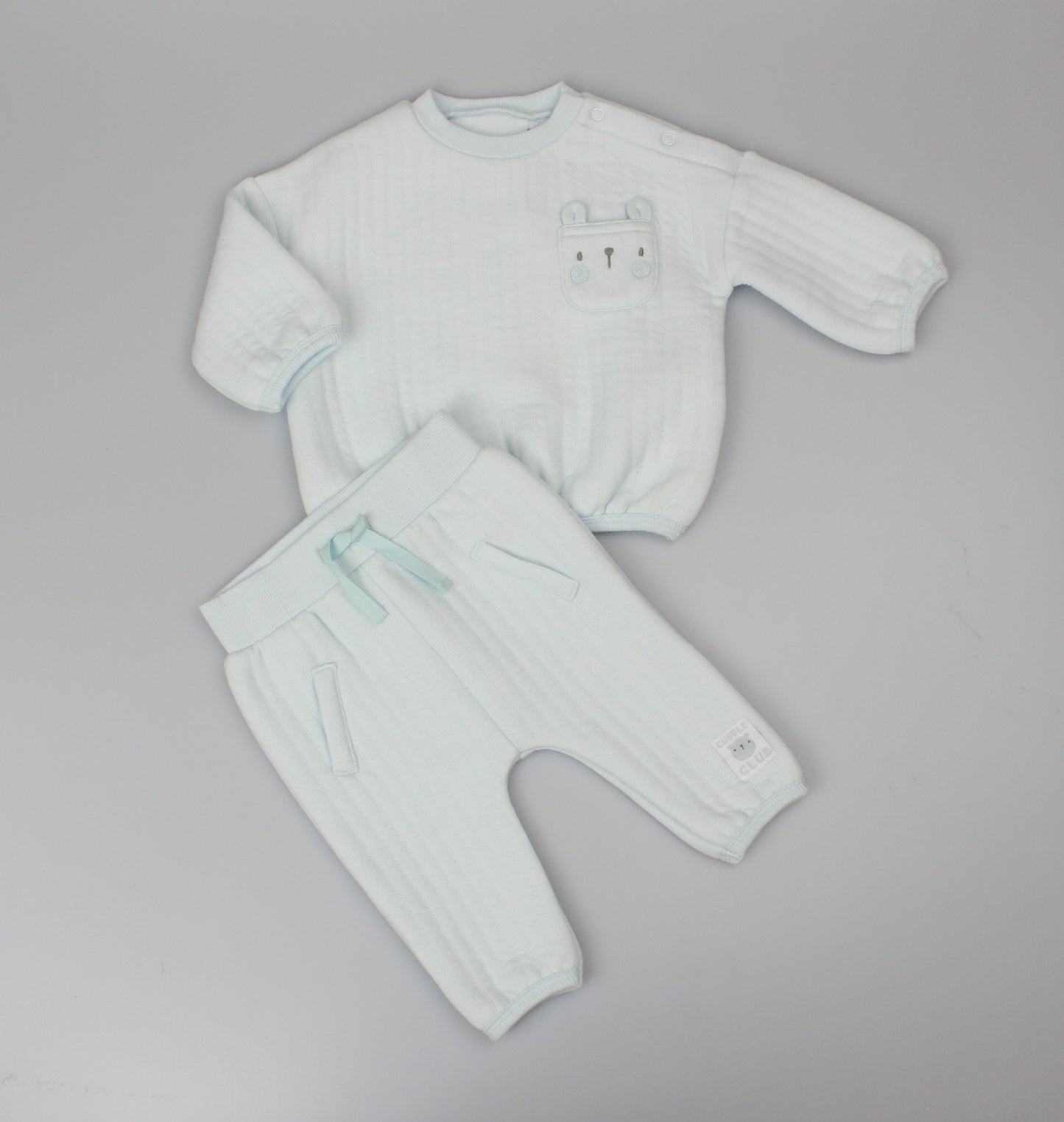 2pc Quilted Jogging Suit Set - Sky (0-9M) (PK6) H13525