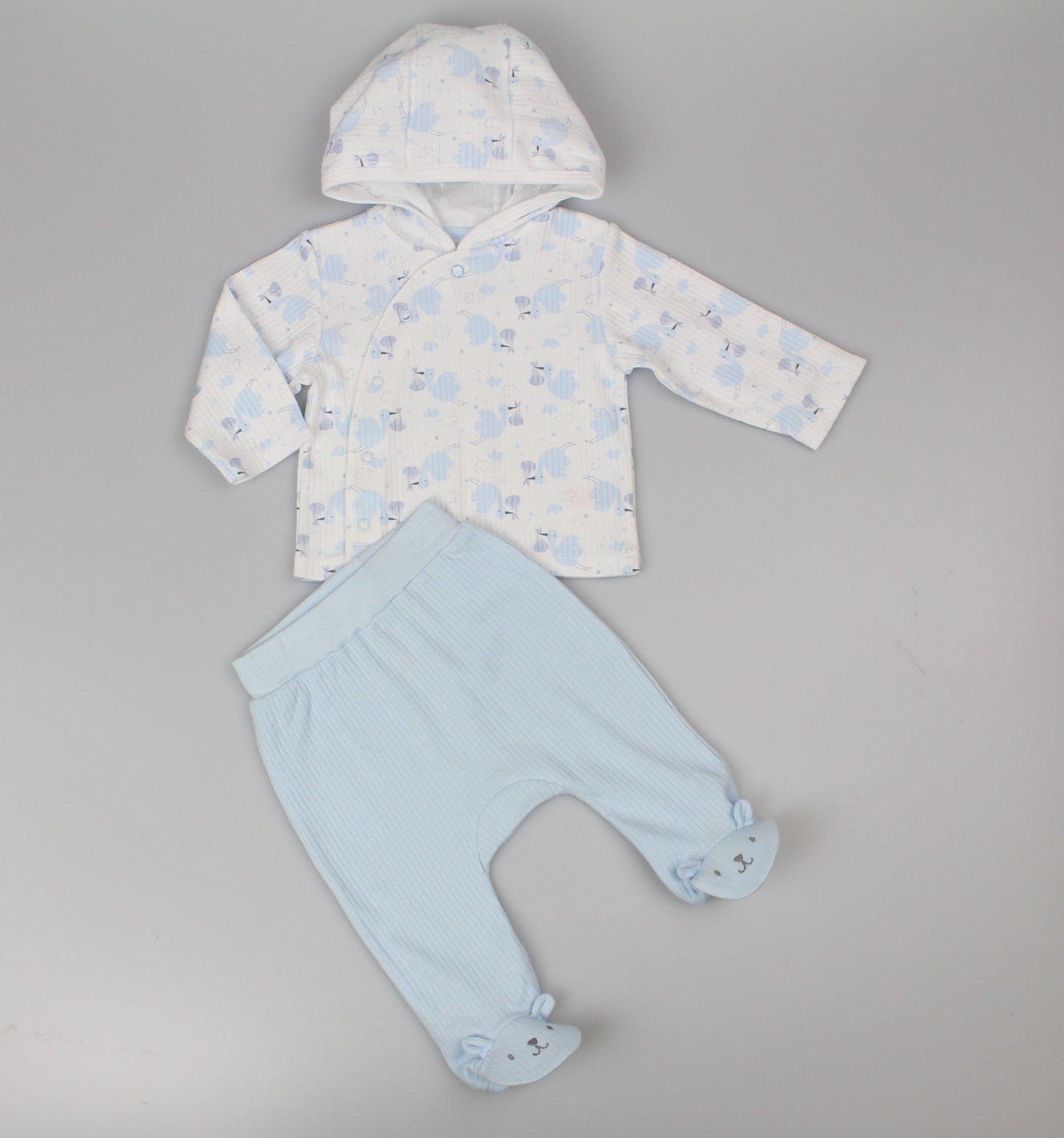 Baby Boys 2pc Cotton Rib Jacket/Jogger Set - Sky (0-6m) (PK6) J13802