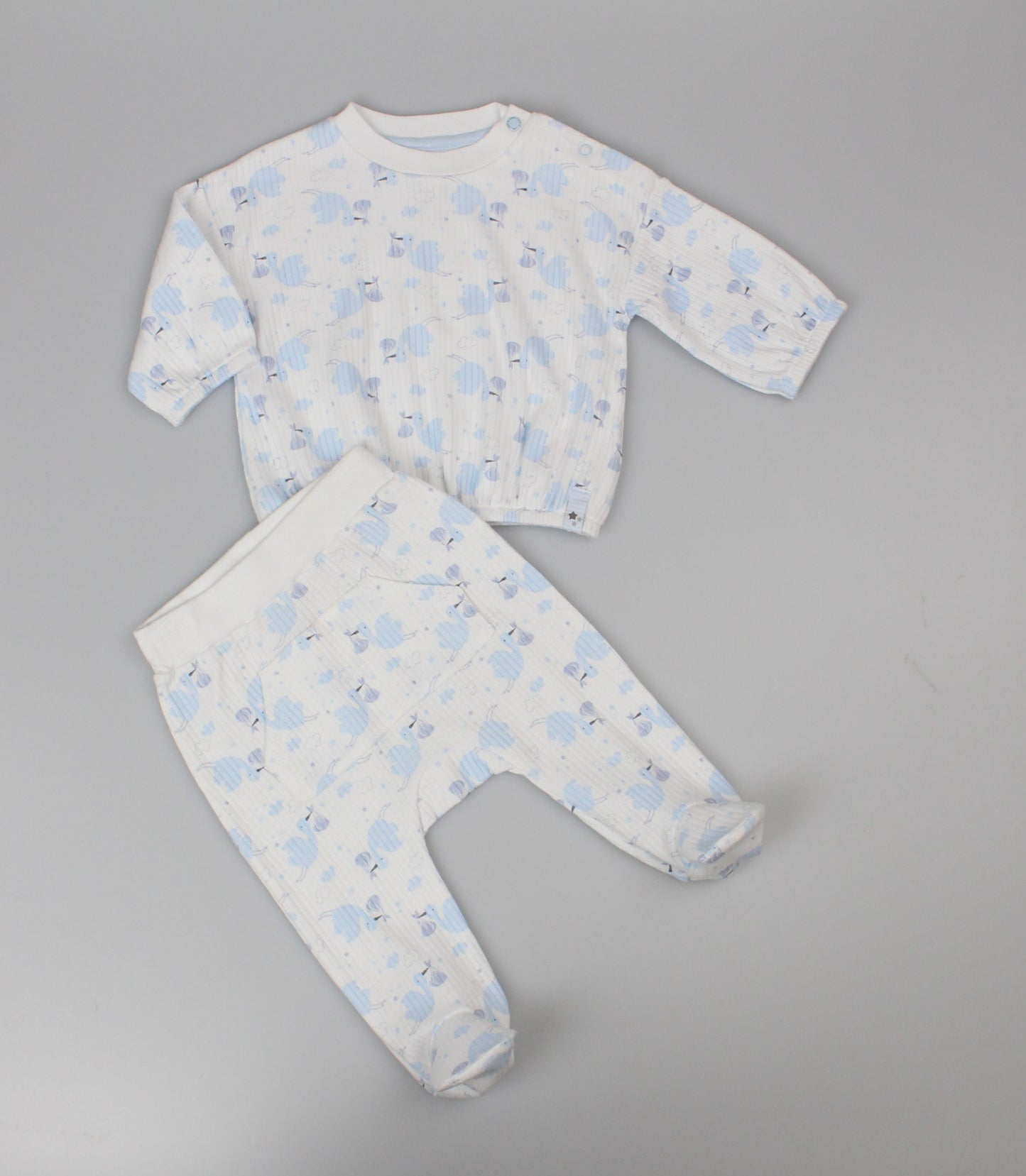 Baby Boys 2pc Cotton Rib Top/Jogger Set - Sky (0-6m) (PK6) J13803